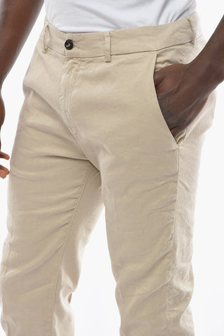 Linen and Cotton MARAIS Pants with Contrasting Button