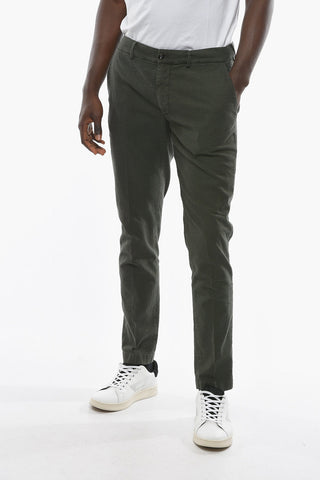 Cotton and Linen Stretch NEWTOWN Pants with Logo on Button
