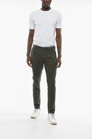 Cotton and Linen Stretch NEWTOWN Pants with Logo on Button