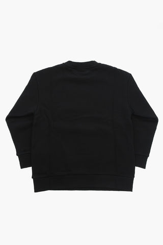 Fleeced-Cotton Sweatshirt with Multicolored Embroidered Logo