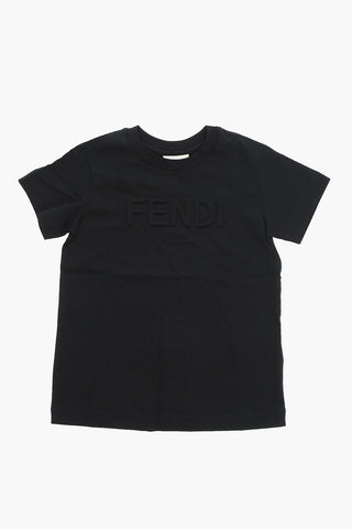 T-shirt in Cotone Jersey con Logo in Rilievo Ton-sur-ton