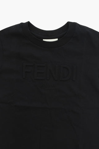 T-shirt in Cotone Jersey con Logo in Rilievo Ton-sur-ton