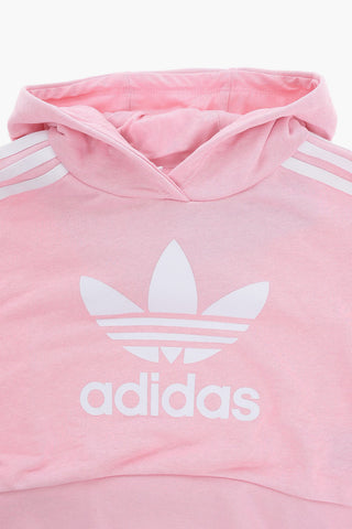 Brushed-cotton Cropped Hoodie with Logo Print