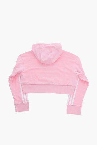 Brushed-cotton Cropped Hoodie with Logo Print