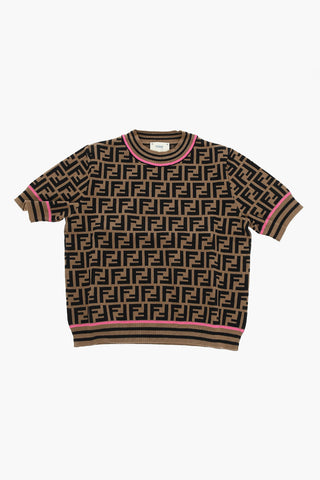 Top Girocollo con Motivo Monogram Allover