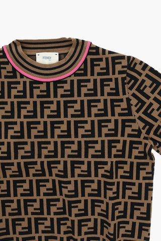 Top Girocollo con Motivo Monogram Allover