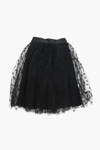 Gonna in Tulle con Logo Ricamato Allover
