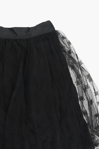 Gonna in Tulle con Logo Ricamato Allover