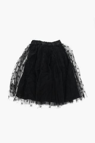 Gonna in Tulle con Logo Ricamato Allover