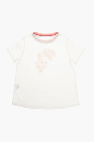 T-shirt con Girocollo a Coste e Stampa Floreale