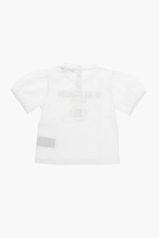 Puff-sleeved T-shirt with Sequined Logo