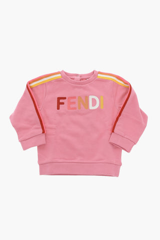 Crewneck T-shirt with Embroidered Logo and Side Stripes