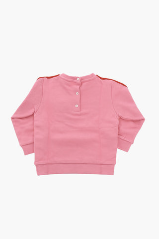 Crewneck T-shirt with Embroidered Logo and Side Stripes