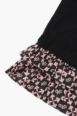 Vestito a Mezze Maniche con Volant e Stampa Logo