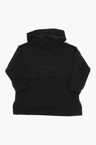 Drawstringed Hoodie Sweatshirt with Embossed Logo