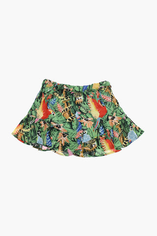 Ruffled Shorts with Allover Jungle Print