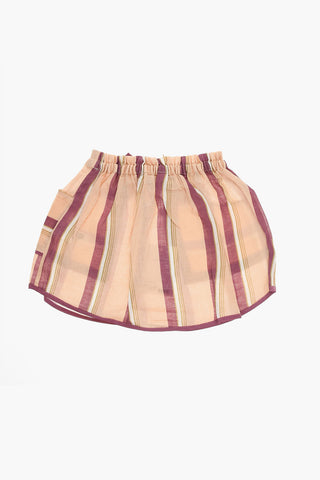Linen Skirt with Bow at the Waist and Striped Pattern