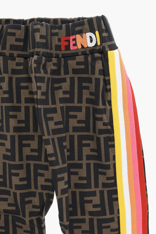Monogrammed Leggings with Contrasting Side Bands