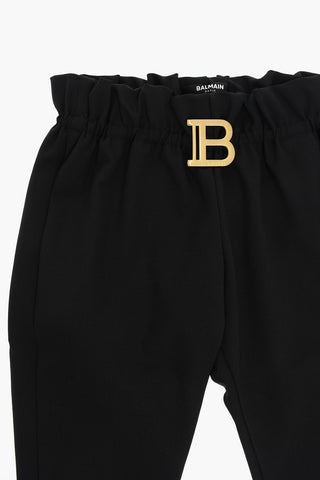 Wool Tapered-fit Trousers with Logoed Application