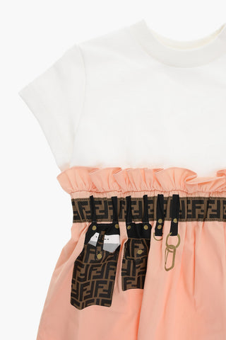 Popeline Two-toned Dress with FF Print
