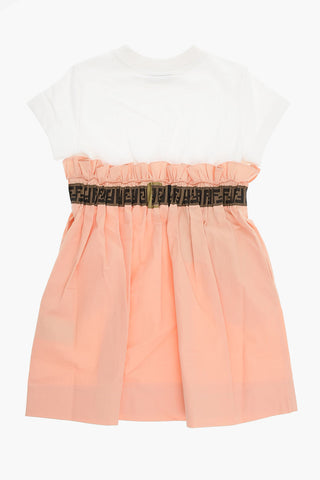 Popeline Two-toned Dress with FF Print