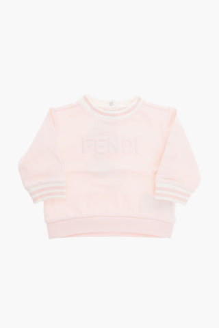 Stretch Cotton Sweatshirt with Ton-sur-ton Embossed Logo