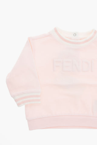 Stretch Cotton Sweatshirt with Ton-sur-ton Embossed Logo