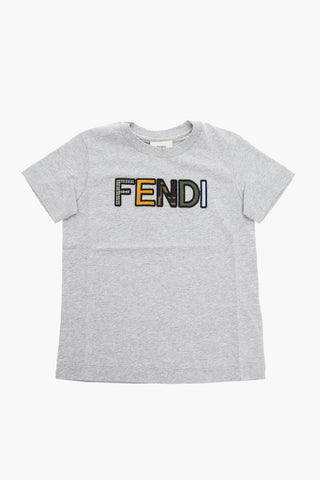 Crewneck T-shirt with Multicolored Embroidered Logo