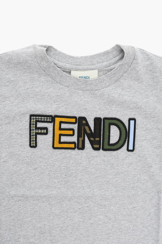 Crewneck T-shirt with Multicolored Embroidered Logo