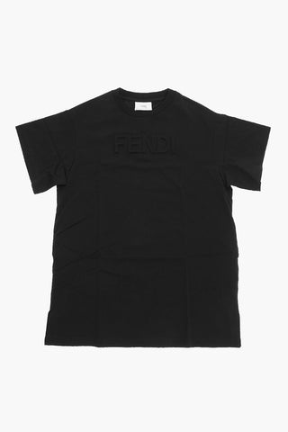 T-shirt Lunga in Cotone Jersey con Logo Ton-sur-ton