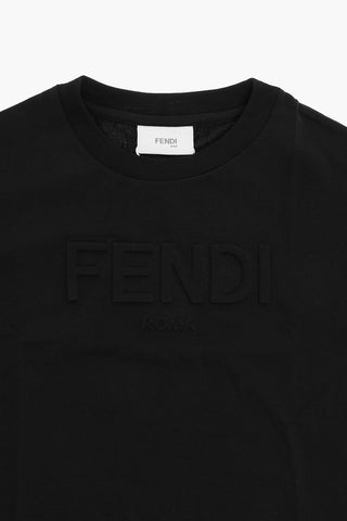 T-shirt Lunga in Cotone Jersey con Logo Ton-sur-ton