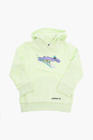 Felpa Hoodie in Cotone Garzato con Stampa