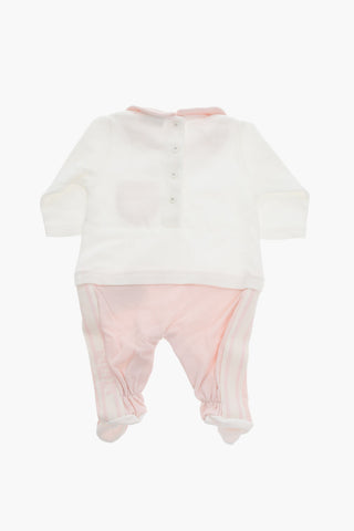 Hat Bib and Playsuit Set with Embroidered Logo Details