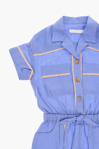 Linen ROSA Playsuit with Relaxed-fit and Notch Lapel