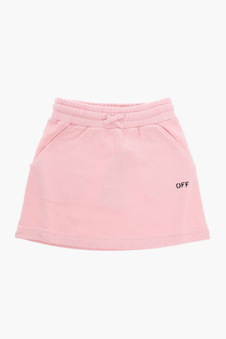 Cotton Drawstringed Skirt with Logo Print