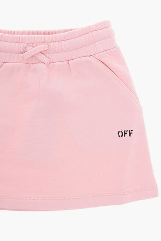 Cotton Drawstringed Skirt with Logo Print