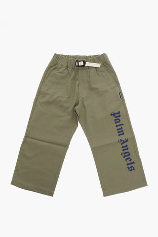 Pantaloni a Gamba Diritta con Fibbia e Stampa Logo
