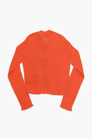Ribbed Cardigan with Multicolored Logoed Buttons