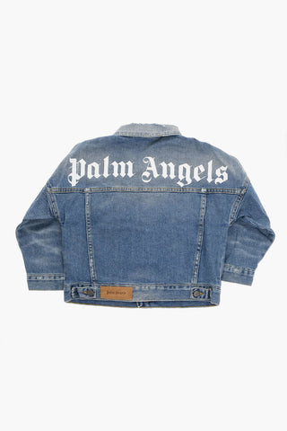Giubbotto in Denim con Effetto Distressed e Stampa Logo