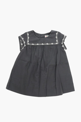 Cotton-poplin EVIKA Flared Dress with Embroidery