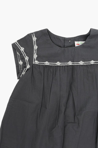 Cotton-poplin EVIKA Flared Dress with Embroidery