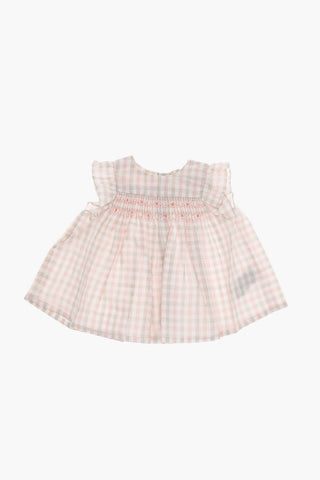 Linen-blend NAOMIE Sleeveless Top in Gingham-check Motif