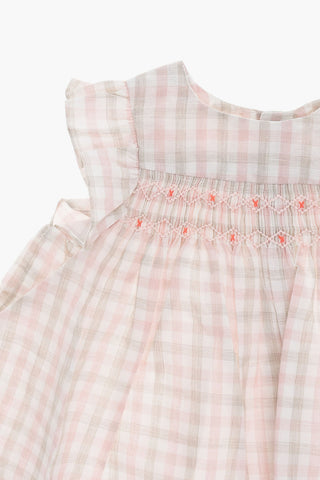 Linen-blend NAOMIE Sleeveless Top in Gingham-check Motif