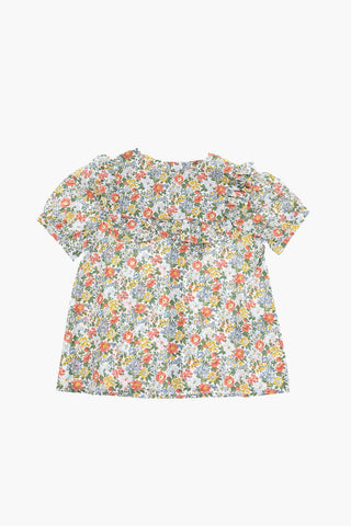 Cotton-poplin SATEEN Blouse with Ruffle Detail