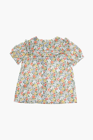 Cotton-poplin SATEEN Blouse with Ruffle Detail
