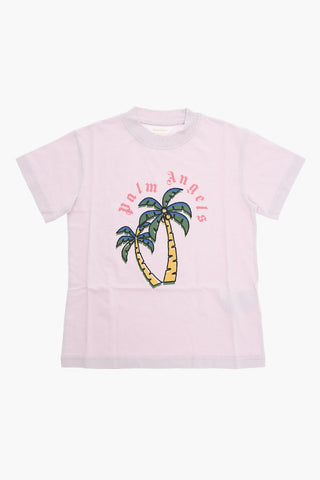 T-shirt Girocollo con Stampa Palme