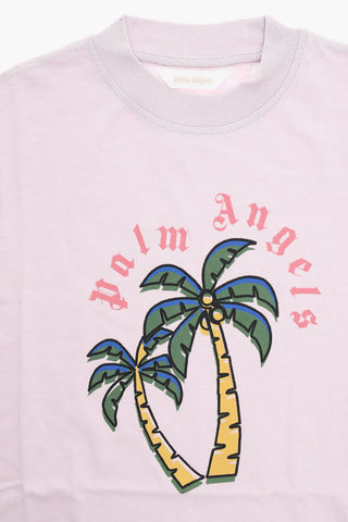 T-shirt Girocollo con Stampa Palme