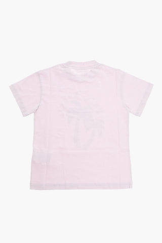 T-shirt Girocollo con Stampa Palme