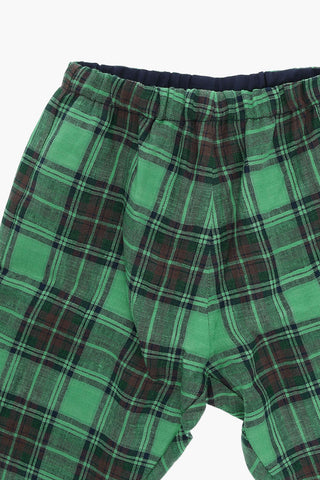 Pantaloni DANDY in Lino con Motivo a Quadri Tartan