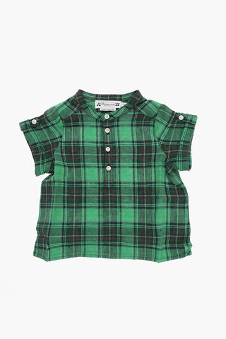 Linen EMILIO Short-sleeves Shirt with Mandarin Collar